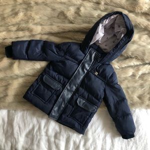 Italian Designer Baby Winter Coat w Leather Detail